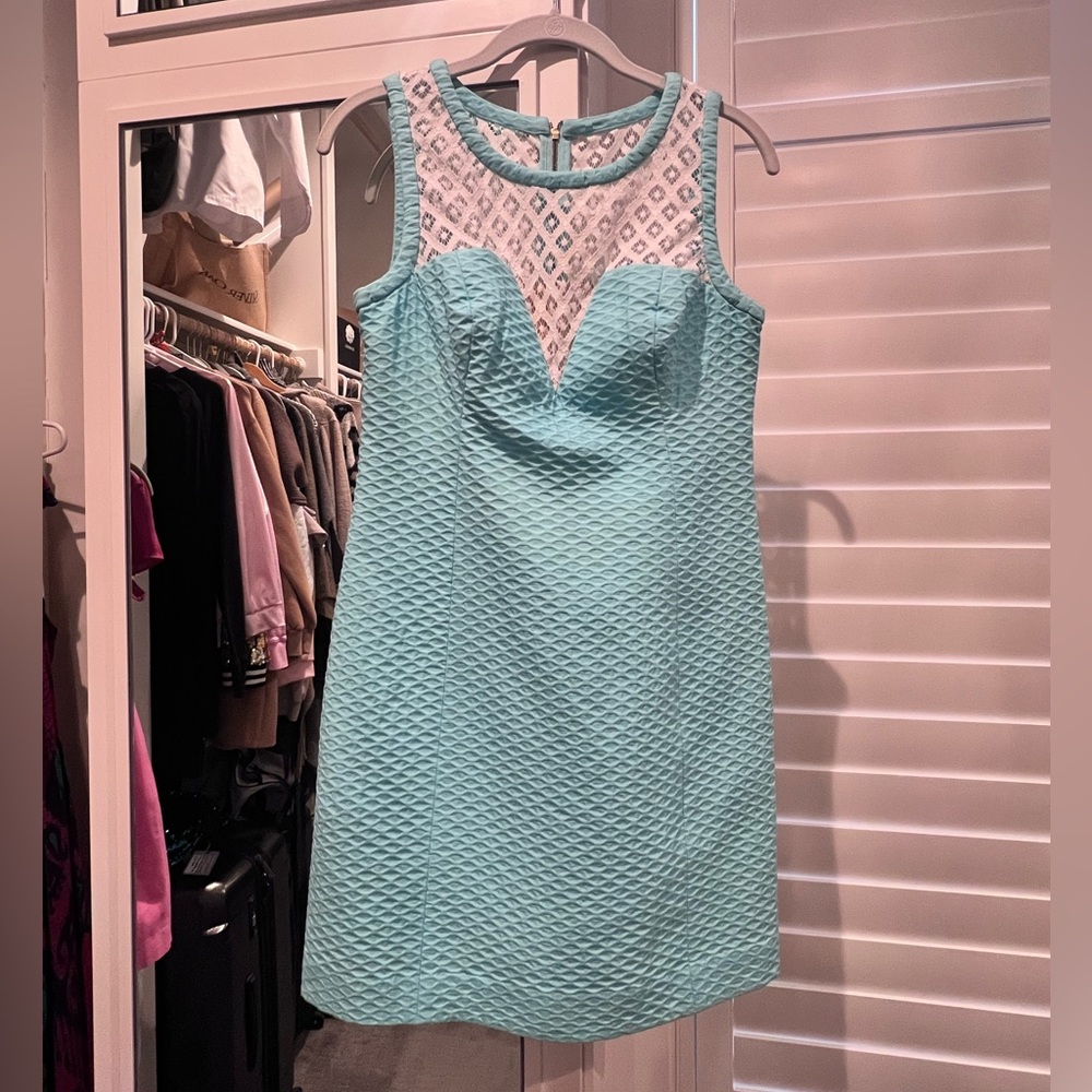 Lilly Pulitzer Textured Light Blue Mini Shift Dress